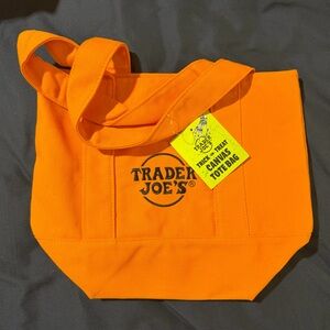 Trader Joe's Orange/Black Trick or Treat Canvas Tote Bag